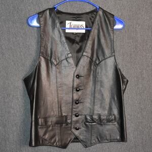 Diamond Leathers Men's Size 38 Leather Vest Biker Western USA Made Motorcycle